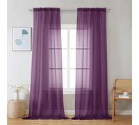 Chyhomenyc Plum Sheer Curtains 96 inches Long 2 Panels, Light Filtering Soft Airy Solid Elegant Voile Window Treatment Drapes for Bedroom Living Room Wedding Party Decor, 42 Wx96 L, 8FT L