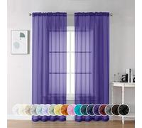 Chyhomenyc Purple Sheer Curtains 72 Inch Length 2 Panels, Light Filtering Soft Airy Rod Pocket Voile Window Curtain Drapes for French Door Bedroom Living Room, Each 42Wx72L Inches