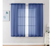 Chyhomenyc Royal Blue Sheer Curtains 63 Inch Length 2 Panels, Rod Pocket Solid Window Sheer Curtain Panels, Elegant Curtains & Drapes for Living Room Bedroom 2 Panels (Royal Blue, 42 W x 63 L)
