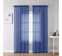 Chyhomenyc Royal Blue Sheer Curtains 78 Inches Long 2 Panels Set for Living Room, Light Filtering Voile Lightweight Bedroom Curtains, Rod Pocket Solid Window Treatment Drapes, Each 42W x 78L
