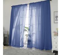 Chyhomenyc Royal Blue Sheer Curtains 84 Inches Long Rod Pocket Voile Panels for Living Room Bedroom 42" x 84" Each 2 Panels
