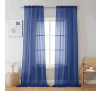 Chyhomenyc Royal Blue Sheer Curtains 96 inches Long 2 Panels, Light Filtering Soft Airy Solid Elegant Voile Window Treatment Drapes for Bedroom Living Room Wedding Party Decor, 42 Wx96 L, 8FT L