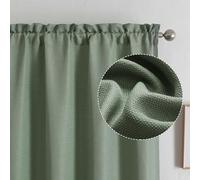 Chyhomenyc Sage Green Curtains 45 Inch Length 2 Panels, Faux Linen Textured Semi Sheer Light Filtering Soft Airy Rod Pocket Window Treatment Drapes for Living Room Bedroom, Each 30" Wx45 L