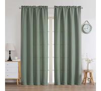 Chyhomenyc Sage Green Curtains, 72 Inch Length, 2 Panels, Faux Linen, Textured, Semi Sheer, Light Filtering, Soft, Airy, Privacy, Farmhouse Curtains for Living Room, Bedroom,