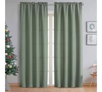 Chyhomenyc Sage Green Curtains 78 Inch Length 2 Panels Set, Faux Linen Textured Light Filtering Soft Airy Farmhouse Curtain Drapes for Living Room Bedroom, 40Wx78L