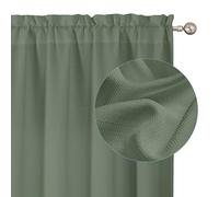Chyhomenyc Sage Green Curtains 90 Inch Length 2 Panels Set, Faux Linen Textured Semi Sheer Light Filtering Soft Airy Privacy Farmhouse Curtain Drapes for Living Room Bedroom, 40 Wx90 L Inches