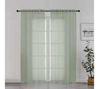 Chyhomenyc Sage Green Sheer Curtains 72 Inch Length 2 Panels, Light Filtering Airy Breathable Rod Pocket Voile Drapes for French Door Bedroom Living Room, Each 42x72 Inch