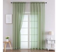 Chyhomenyc Sage Green Sheer Curtains 78 Inches Long 2 Panels Set for Living Room, Light Filtering Voile Lightweight Bedroom Curtains, Rod Pocket Solid Window Treatment Drapes, Each 42W x 78L