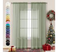 Chyhomenyc Sage Green Sheer Curtains 84 inches Long 2 Panels, Light Filtering Soft Window Treatment Voile Drapes for Living Room Bedroom, Each 42Wx84L,2 PCS