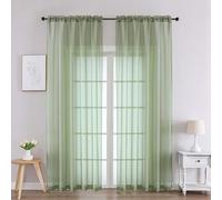 Chyhomenyc Sage Green Sheer Curtains 90 Inches Long 2 Panels, Light Filtering Green Curtains for Living Room, Soft Gentle Voile Rod Pocket Bedroom Window Drapes, 59Wx90L Inch, 2PCS