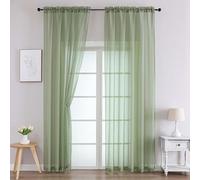 Chyhomenyc Sage Green Sheer Curtains 96 Inches Long 2 Panels, Light Filtering Green Curtains for Living Room, Soft Gentle Voile Rod Pocket Bedroom Window Drapes, 59Wx96L Inch, 2PCS