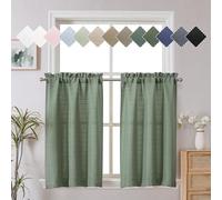Chyhomenyc Sage Green Tier Curtains, 30 Inch Length Burlap Textured Small Cafe Light Filtering Short Window Curtains for Bathroom Basement, 30x30, 2 PCS