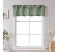 Chyhomenyc Sage Green Valance, Burlap Faux Linen Textured Semi Sheer Curtain for Windows, Rod Pocket Bathroom Laundry Basement, 60Wx18L Inch, 1 Piece