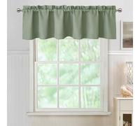 Chyhomenyc Sage Green Valance for Windows, Faux Linen Slub Textured Semi Sheer Small Window Valance Curtain for Kitchen Bathroom Cafe Laundry Basement, 60Wx14L inch, 1 Piece