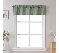 Chyhomenyc Sage Green Valance for Windows, Light Filtering Faux Linen Textured Semi Sheer Small Short Valance for Bathroom Laundry Basement, 60Wx12L inch, 1 Piece