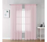 Chyhomenyc Sheer Blush Pink Curtains 90 inches Long 2 Panels, Light Filtering Soft Airy Solid Elegant Voile Window Treatment Drapes for Bedroom Living Room Wedding Party Decor, 42 Wx90 L Inches