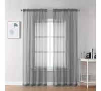 Chyhomenyc Sheer Charcoal Grey Curtains 90 inches Long 2 Panels, Light Filtering Soft Airy Solid Elegant Voile Window Treatment Drapes for Bedroom Living Room Wedding Party Decor, 42 Wx90 L Inches