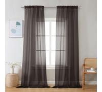 Chyhomenyc Sheer Chocolate Brown Curtains 90 inches Long 2 Panels, Light Filtering Soft Airy Solid Elegant Voile Window Treatment Drapes for Bedroom Living Room Wedding Party Decor, 42 Wx90 L Inches