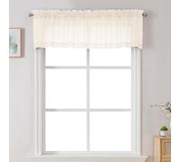 Chyhomenyc Sheer Cream Valances for Windows 2 Pack, Small Window Curtains for Living Room Bathroom Cafe Laundry Basement, Modern Top Dual Rod Pocket Voile Curtain, 42W x 18L inches, Cream