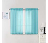 Chyhomenyc Sheer Curtains 54 Inch Long 2 Panels Set, Light Filtering Short Soft Airy Short Cafe Curtains, Modern Rod Pocket for Dinning Living Room Bedroom, Each 42Wx54L in, 2PCS, Aqua