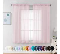 Chyhomenyc Sheer Curtains 63 Inch Length 2 Panels, Light Filtering Rod Pocket Window Sheer Curtain Drapes for Bedroom Living Room, 42Wx63L, 2 Panels, Blush Pink