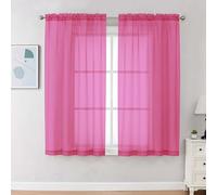 Chyhomenyc Sheer Curtains 63 Inch Length 2 Panels Set, Light Filtering Rod Pocket Window Curtain Treatment Drapes for Bedroom Living Room, Each 42Wx63L, Set of 2, Hot Pink