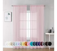 Chyhomenyc Sheer Curtains 72 Inch Length 2 Panels, Light Filtering Top Dual Rod Pocket Voile Window Curtain Drapes for French Door, Bedroom Living and Children Room, Each 42W x 72L, 2PCS, Blush Pink