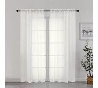 Chyhomenyc Sheer Curtains 72 Inch Length 2 Panels, Short Window Curtain Drapes Semi Transparent Voile Rod Pocket Curtains for Dining Bedroom Nursery Living Room, 42W x 72L inch, Ivory