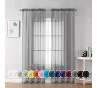 Chyhomenyc Sheer Grey Curtains 84 inches Long 2 Panels Set, Lightweight Solid Elegant Window Curtain Panels/Drapes/Treatment for Bedroom Living Room (42 X 84 Inches, Charcoal Grey)