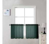 Chyhomenyc Sheer Hunter Green Kitchen Tier Curtains 24 Inch Length Set, Small Window Curtains Treatment for Bathroom/Living Room/Cafe/Basement, Short Voile Curtain Tiers 42in x 24in, Rod Pocket, 2 PCS