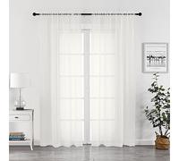 Chyhomenyc Sheer Ivory Curtains 90 inches Long 2 Panels, Light Filtering Soft Airy Solid Elegant Voile Window Treatment Drapes for Bedroom Living Room Wedding Party Decor, 42 Wx90 L Inches