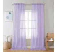 Chyhomenyc Sheer Lilac Curtains 90 inches Long 2 Panels, Light Filtering Soft Airy Solid Elegant Voile Window Treatment Drapes for Bedroom Living Room Wedding Party Decor, 42 Wx90 L Inches