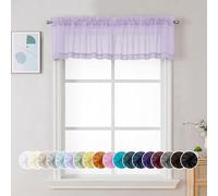 Chyhomenyc Sheer Lilac Valances for Windows 2 Pack, Small Window Curtains for Living Room Bathroom Cafe Laundry Basement, Modern Top Dual Rod Pocket Voile Curtain, 42W x 14L inches, Lilac