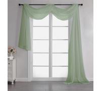Chyhomenyc Sheer Scarf Valances for Windows 216 Inch Extra Long, Window Scarf Drapes Rod Pocket Backdrop for Wedding Arch Draping/Party/Living Room, 1PC, 18 Feet Length, Sage Green
