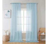 Chyhomenyc Sheer Sky Blue Curtains 90 inches Long 2 Panels, Light Filtering Soft Airy Solid Elegant Voile Window Treatment Drapes for Bedroom Living Room Wedding Party Decor, 42 Wx90 L Inches
