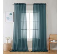 Chyhomenyc Sheer Stone Blue Curtains 90 inches Long 2 Panels, Light Filtering Soft Airy Solid Elegant Voile Window Treatment Drapes for Bedroom Living Room Wedding Party Decor, 42 Wx90 L Inches