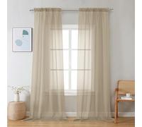Chyhomenyc Sheer Taupe Curtains 90 inches Long 2 Panels, Light Filtering Soft Airy Solid Elegant Voile Window Treatment Drapes for Bedroom Living Room Wedding Party Decor, 42 Wx90 L Inches