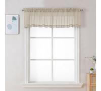 Chyhomenyc Sheer Taupe Valances for Windows 2 Pack, Small Window Curtains for Living Room Bathroom Laundry Basement, Modern Rod Pocket Voile Curtains, 42Wx14L inches