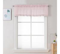 Chyhomenyc Sheer Valances for Windows 2 Pack, Small Window Curtains for Living Room Bathroom Cafe Laundry Basement, Modern Top Dual Rod Pocket Voile Curtain, 42W x 18L inches, Blush Pink