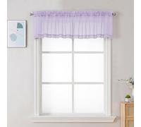 Chyhomenyc Sheer Valances for Windows 2 Pack, Small Window Curtains for Living Room Bathroom Cafe Laundry Basement, Modern Top Dual Rod Pocket Voile Curtain, 42W x 18L inches, Lilac
