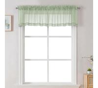 Chyhomenyc Sheer Valances for Windows 2 Pack, Small Window Curtains for Living Room Bathroom Cafe Laundry Basement, Modern Top Dual Rod Pocket Voile Curtain, 42W x 18L inches, Light Green