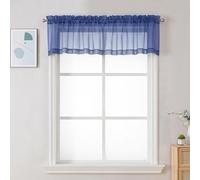 Chyhomenyc Sheer Valances for Windows 2 Pack, Small Window Curtains for Living Room Bathroom Laundry Basement, Modern Top Dual Rod Pocket Voile Curtain, 42W x 14L inches, 2PCS, Royal Blue