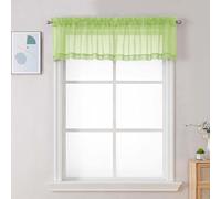 Chyhomenyc Sheer Valances for Windows, Light Filtering Small Window Curtains for Living Room Bathroom Cafe Laundry Basement, Modern Top Dual Rod Pocket Voile Curtain, 42Wx14L inches, Lime, 2 Pieces
