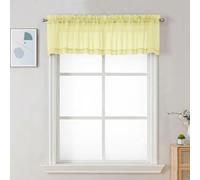 Chyhomenyc Sheer Valances for Windows - Light Filtering Small Window Curtains for Living Room Bathroom Cafe Laundry Basement, Modern Dual Rod Pocket Voile Curtain, 42Wx14L inches, Light Yellow, 2 PCS