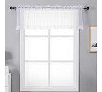 Chyhomenyc Sheer White Tier Curtains 18 Inch Length Set, Small Window Curtains Treatment for Bathroom/Living Room/Cafe/Basement, Short Voile Curtain Tiers 60in x 18in, Rod Pocket, 2 PCS