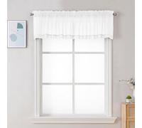 Chyhomenyc Sheer White Valances for Windows 2 Pack, Small Window Curtains for Living Room Bathroom Cafe Laundry Basement, Modern Top Dual Rod Pocket Voile Curtain, 42W x 18L inches, White