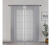 Chyhomenyc Sheer Window Curtains 72 inch Length 2 PCS- Rod Pocket Living Room Curtain Panels Voile Textured Soft and Lightweight Window Treatments for Bedroom Decor, 42W x 72L Inches, Charcoal Grey