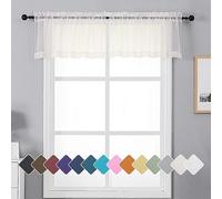 Chyhomenyc Sheer Window Valance Curtains, 2PCS Set, Light Filtering Valances Windows Treatment, Small Rod Pockets Voile Sheer Curtains for Living Room/Bathroom/Basement, 42Wx14L in, Set of 2, Ivory