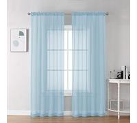 Chyhomenyc Sky Blue Sheer Curtains 78 Inches Long 2 Panels Set for Living Room, Light Filtering Voile Lightweight Bedroom Curtains, Rod Pocket Solid Window Treatment Drapes, Each 42W x 78L