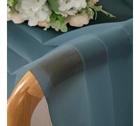 Chyhomenyc Stone Blue Sheer Curtains 54 Inch Long 2 Panels, Light Filtering Rod Pocket Voile Short Curtains Drapes for Living Room Bedroom Small Windows, 42Wx45L Inches